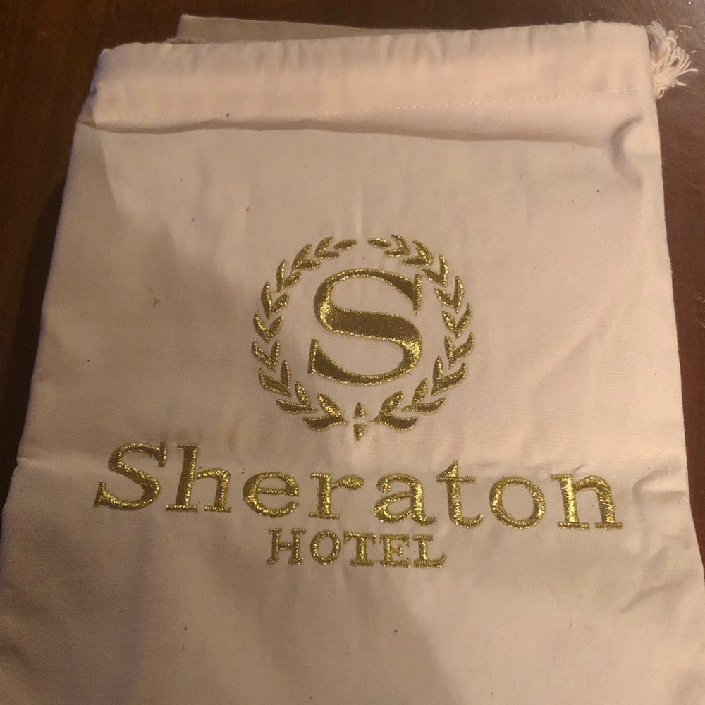 Sheraton Hotel vintage Laundry Bag - White with Gold Logo